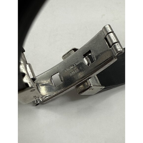 Mens Stainless Steel & Silicone Bracelet W/ Greek Key Design Adjustable Clasp - Picture 6 of 7